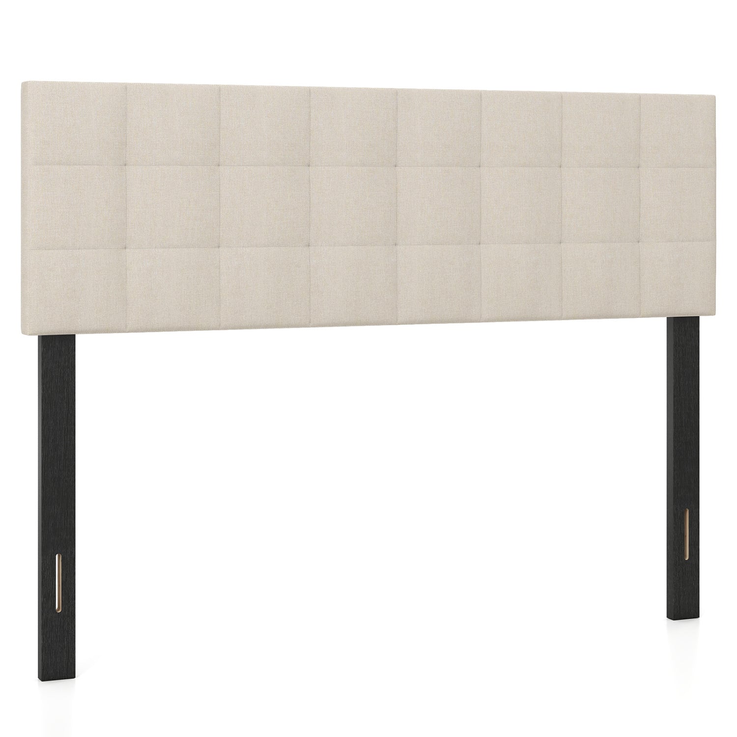 Upholstered Headboard Queen/Full Size Quilted Grid Linen Fabric Bed Frame Mount Panel-Beige