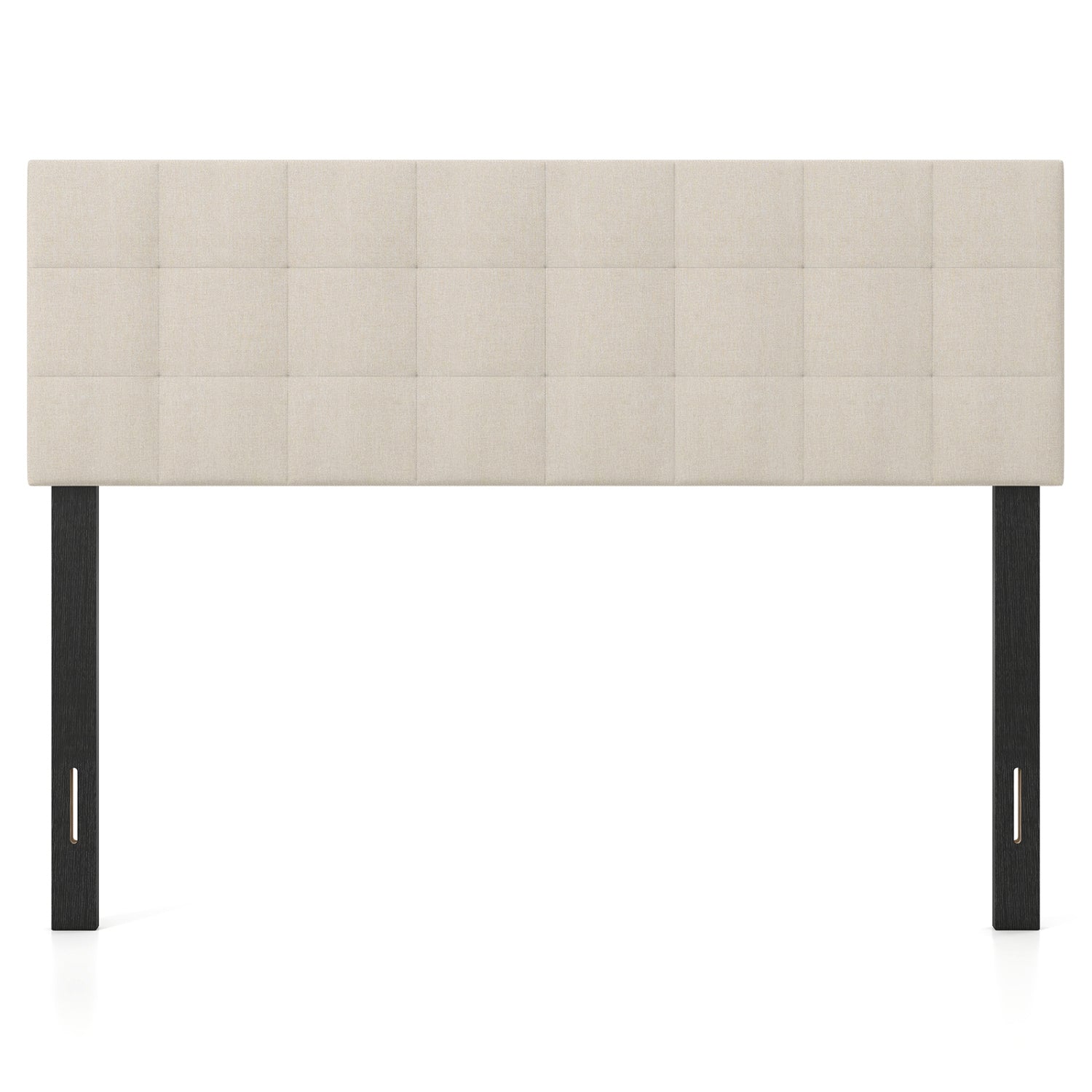 Upholstered Headboard Queen/Full Size Quilted Grid Linen Fabric Bed Frame Mount Panel-Beige