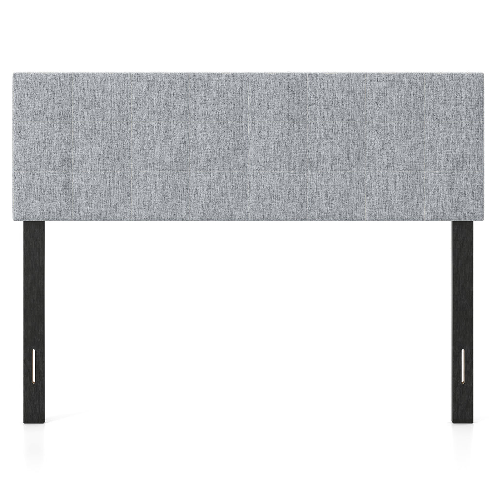 Upholstered Headboard Queen/Full Size Quilted Grid Linen Fabric Bed Frame Mount Panel-Gray
