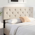 Upholstered Headboard Queen/Full Size Tufted Linen Fabric Bed Frame Mount Panel-Beige
