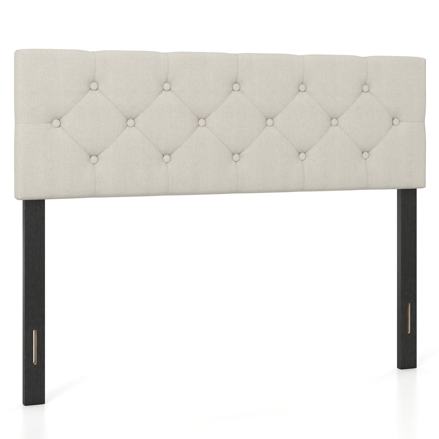 Upholstered Headboard Queen/Full Size Tufted Linen Fabric Bed Frame Mount Panel-Beige