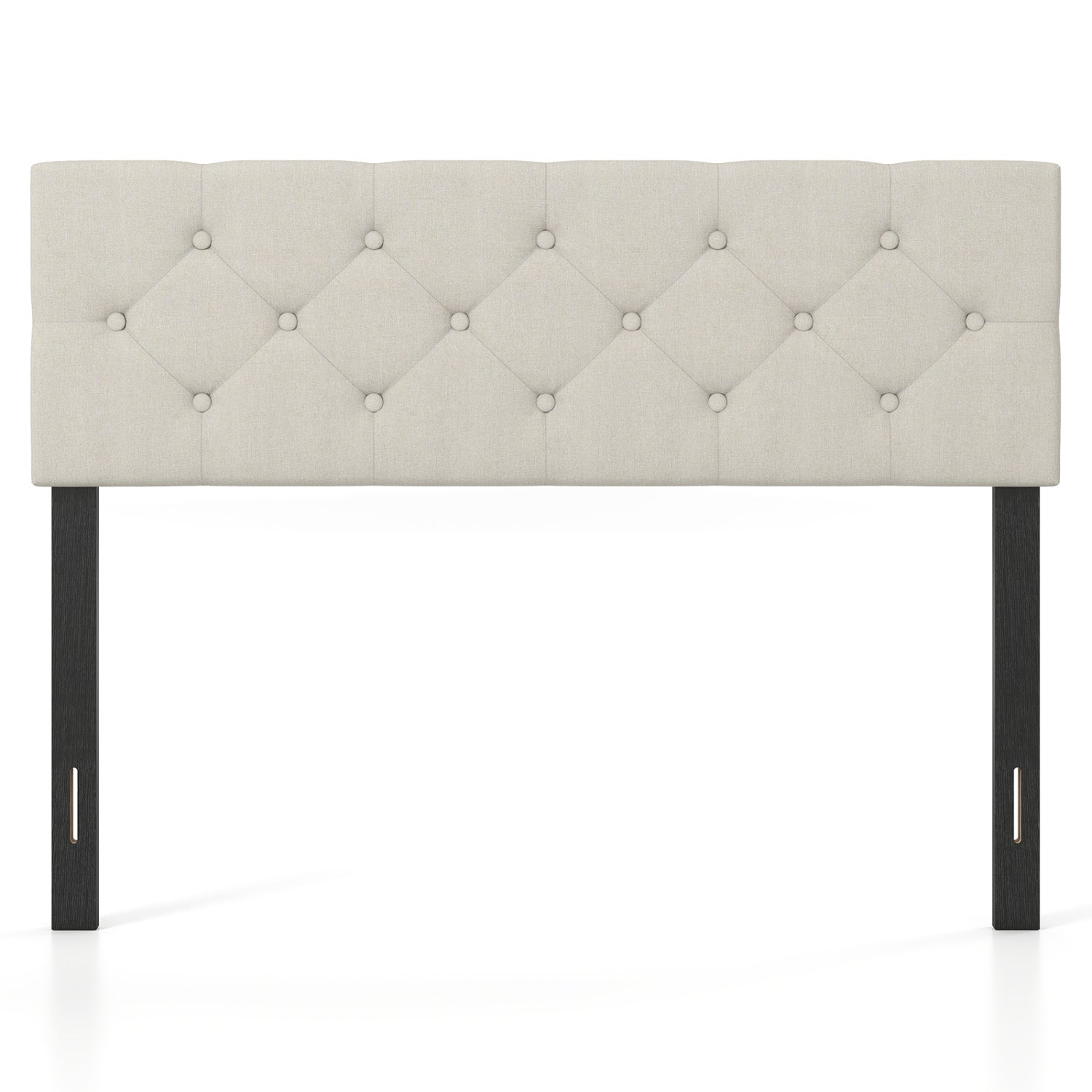 Upholstered Headboard Queen/Full Size Tufted Linen Fabric Bed Frame Mount Panel-Beige