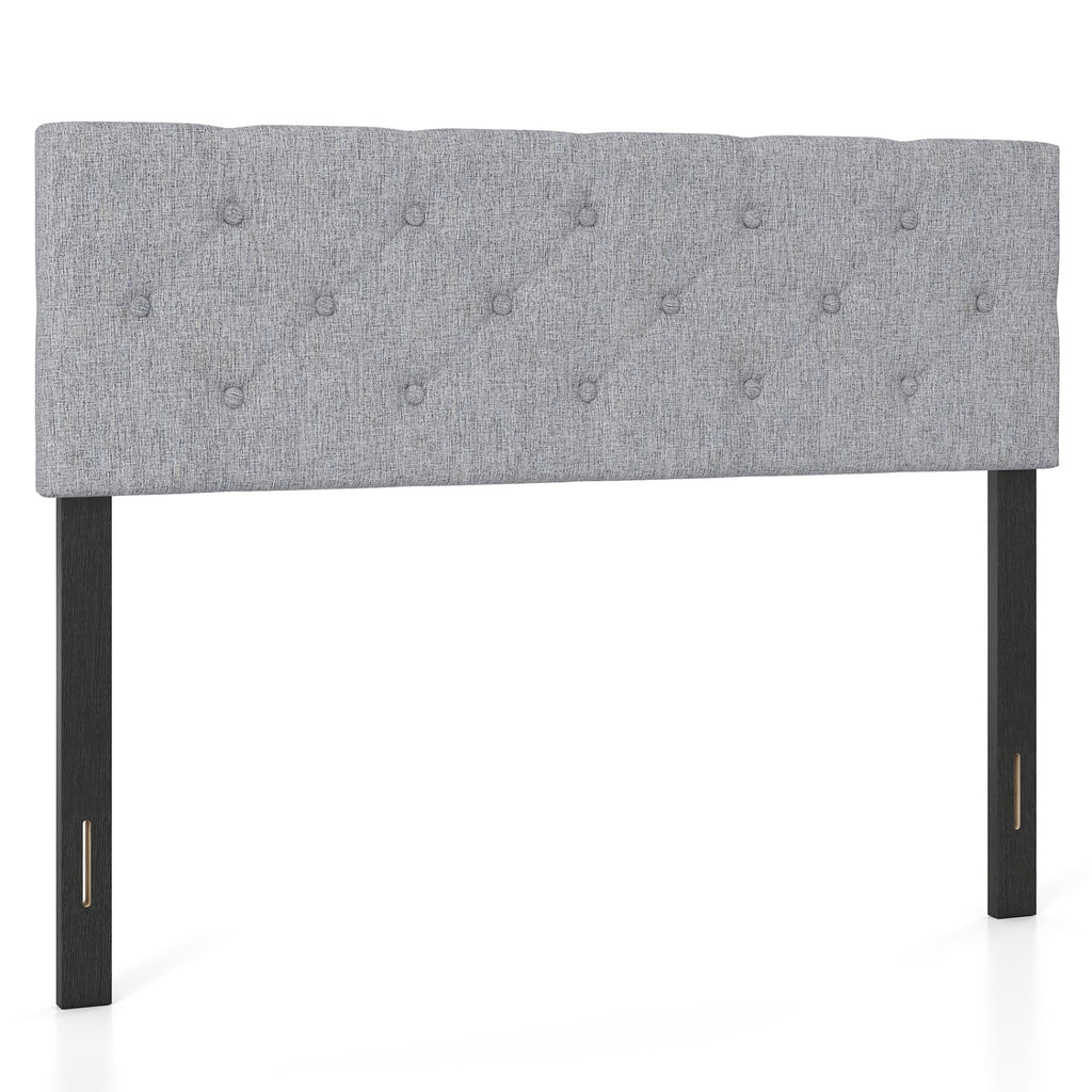 Upholstered Headboard Queen/Full Size Tufted Linen Fabric Bed Frame Mount Panel-Gray