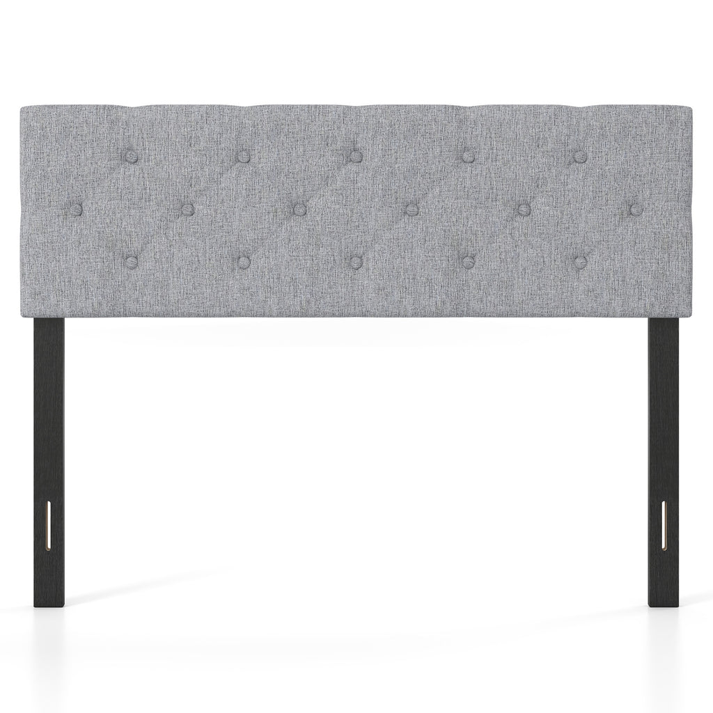Upholstered Headboard Queen/Full Size Tufted Linen Fabric Bed Frame Mount Panel-Gray