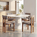 Upholstered Rubber Wood Dining Chairs Set of 4 with Curved Backrest-Walnut