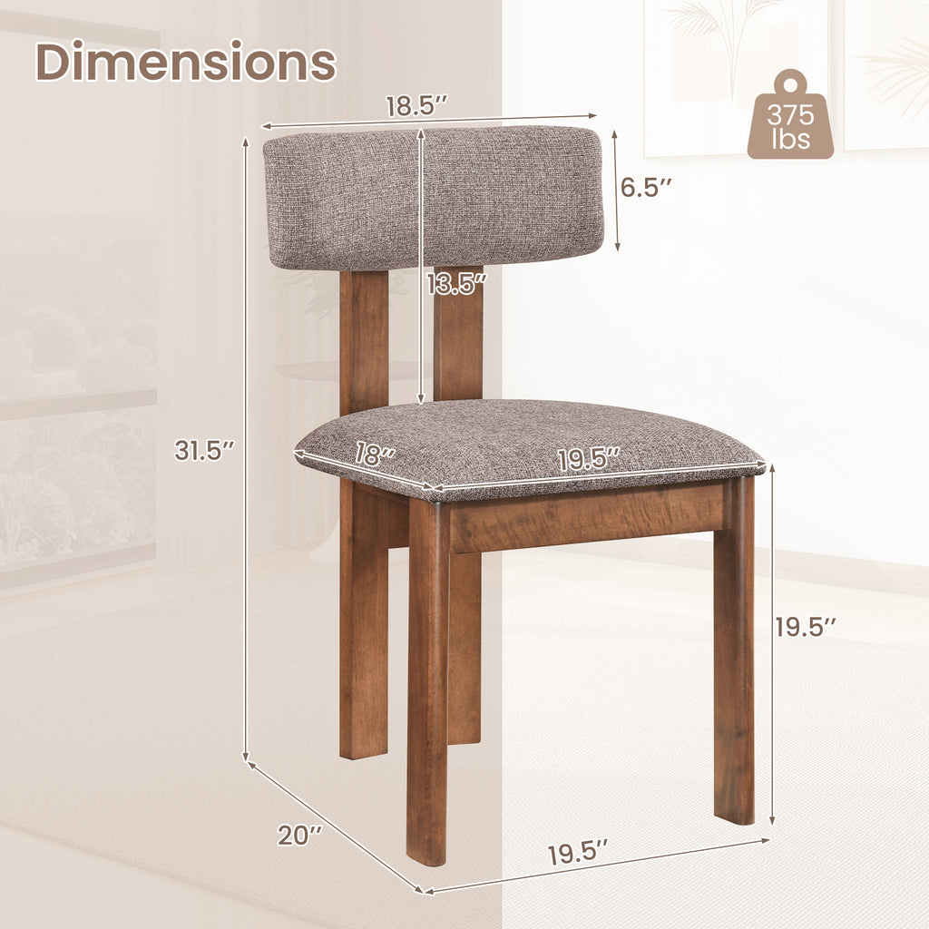 Upholstered Rubber Wood Dining Chairs Set of 4 with Curved Backrest-Walnut