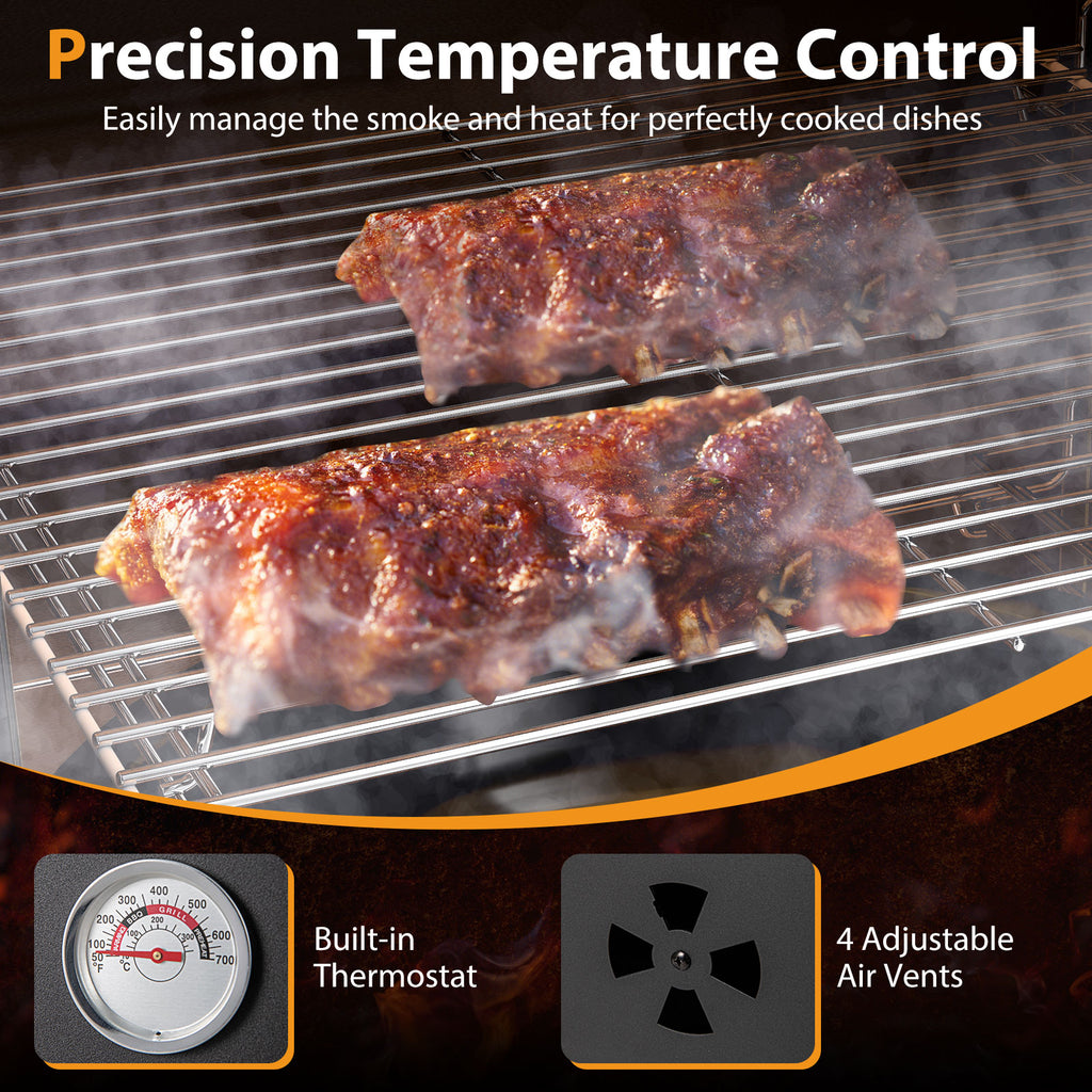 Barbecue vertical à 2 niveaux avec thermomètre