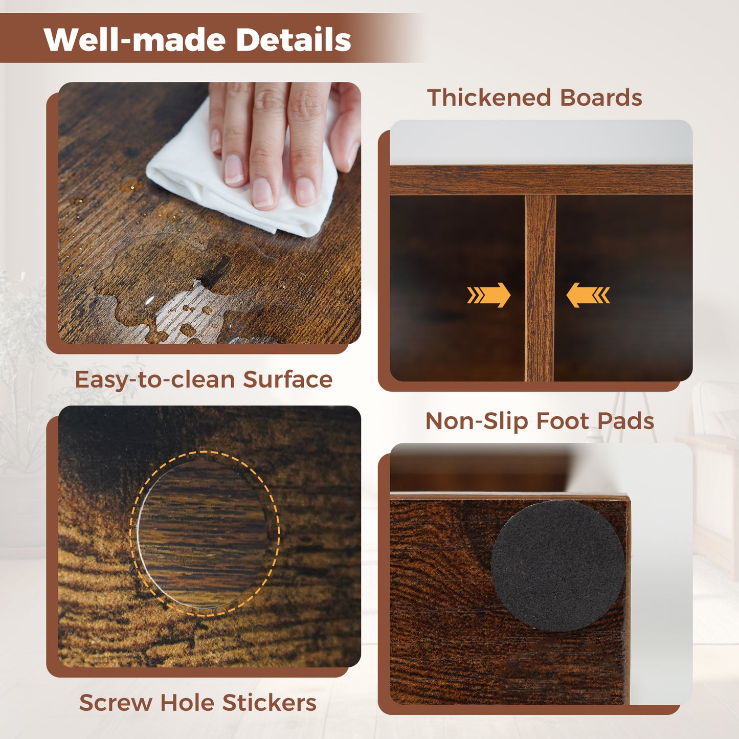 Vertical or Horizontal Freestanding Bookshelf with 7 Compartments-Rustic Brown