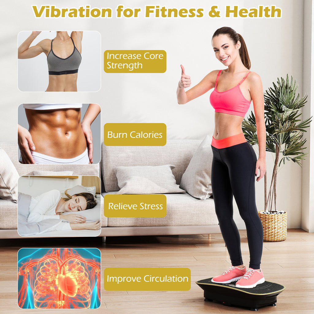 Vibration Plate Exercise Machine for Lymphatic Drainage and Weight Loss with 10 Speed Intensities-Black