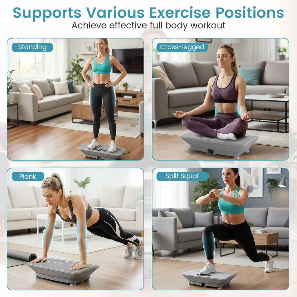 Vibration Plate Exercise Machine with Gravity Sensor for Home-Gray