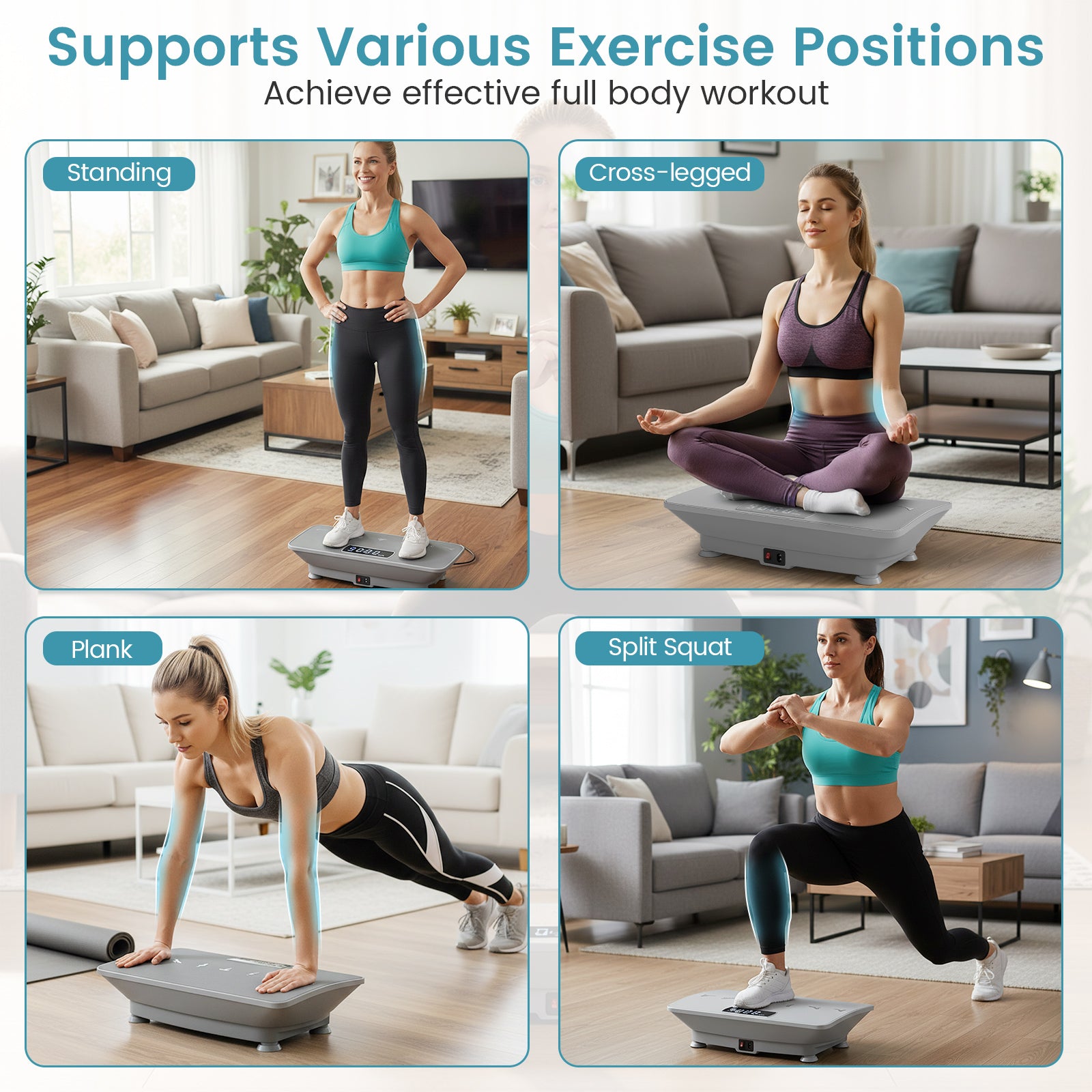 Vibration Plate Exercise Machine with Gravity Sensor for Home-Gray