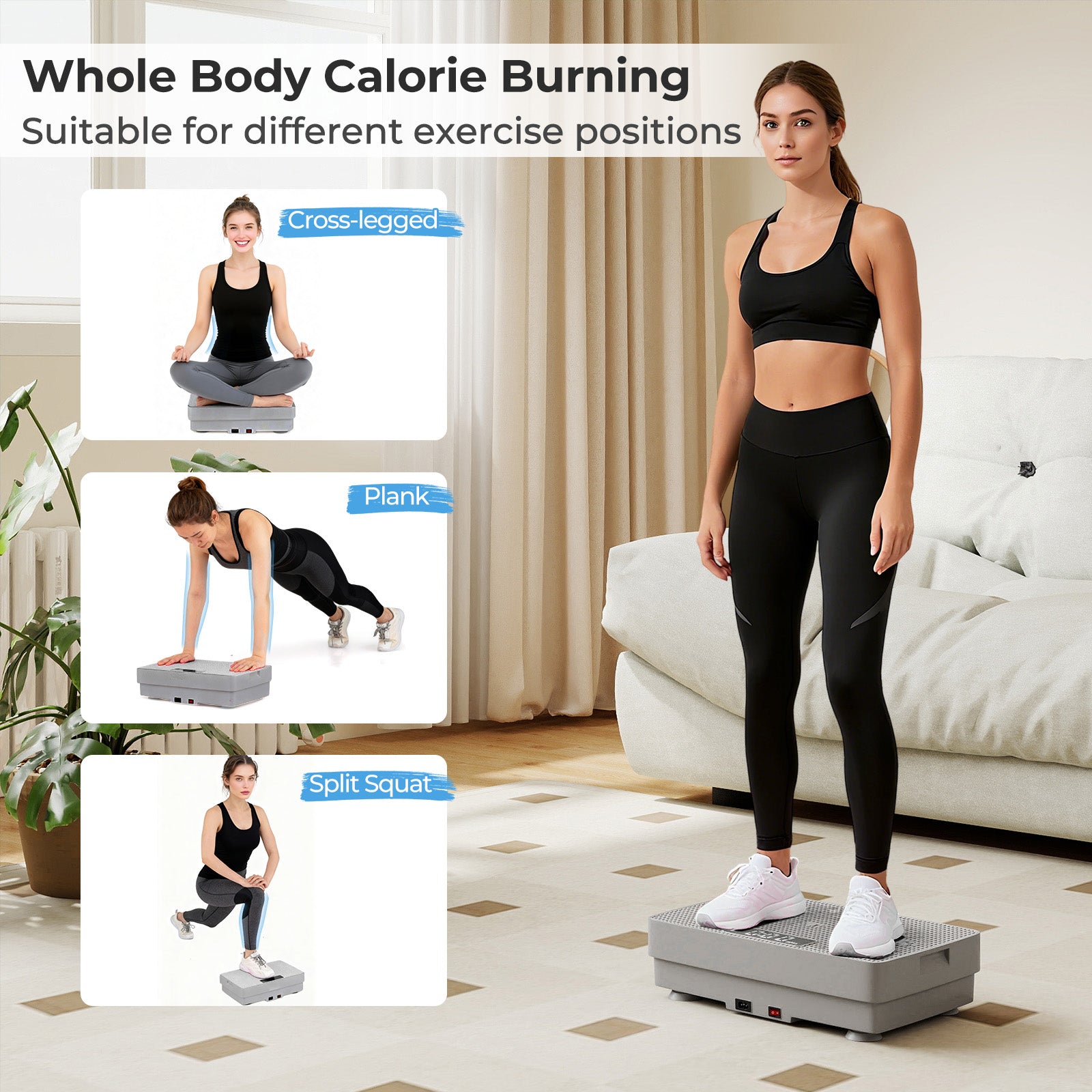 Vibration Plate Exercise Machine with Gravity Sensor and Remote Control for Home Gym-Gray