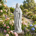 Virgin Mary Statue 29.5 inch Tall Outdoor Religious Sculpture-Gray