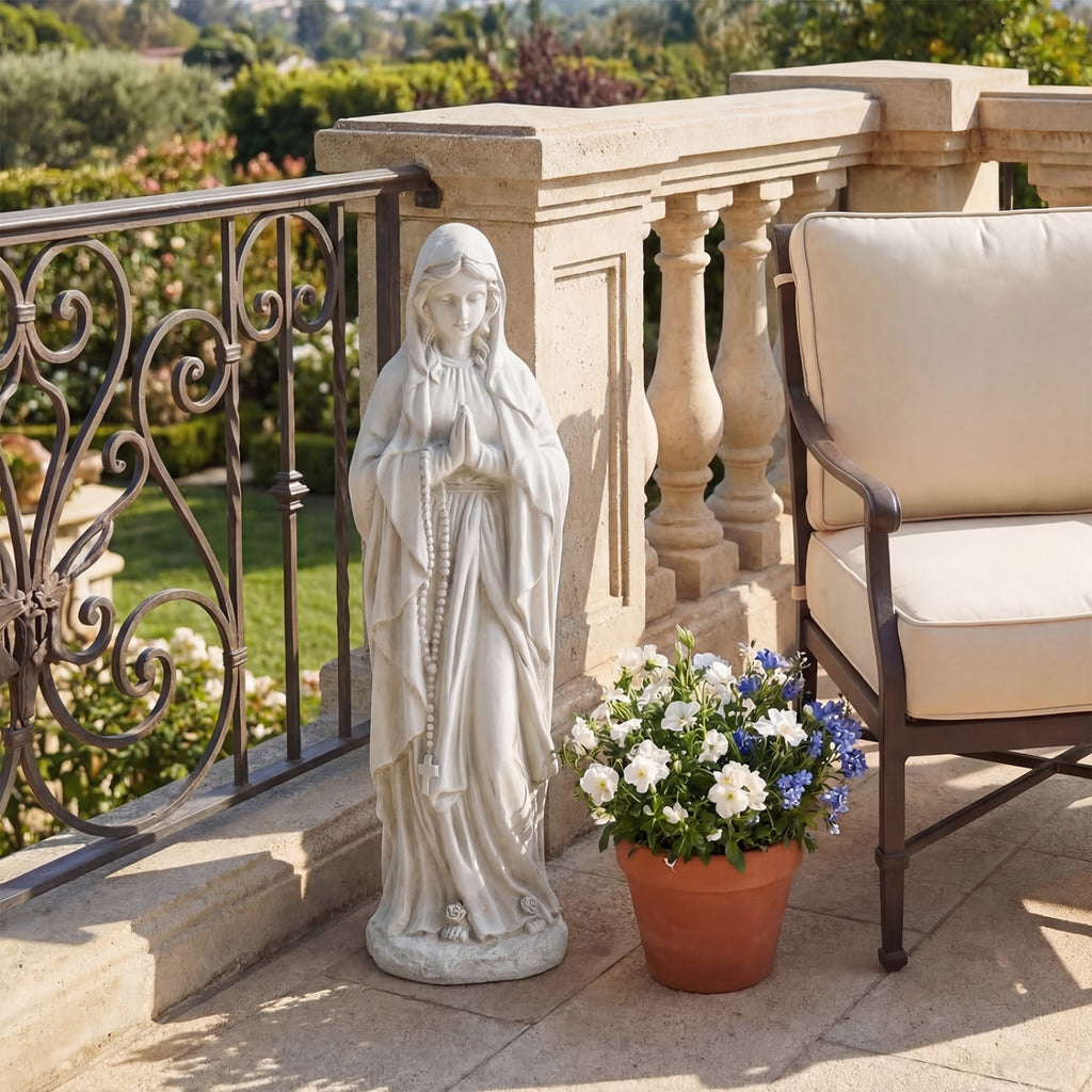 Virgin Mary Statue 29.5 inch Tall Outdoor Religious Sculpture-Gray