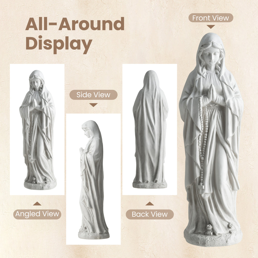 Virgin Mary Statue 29.5 inch Tall Outdoor Religious Sculpture-Gray