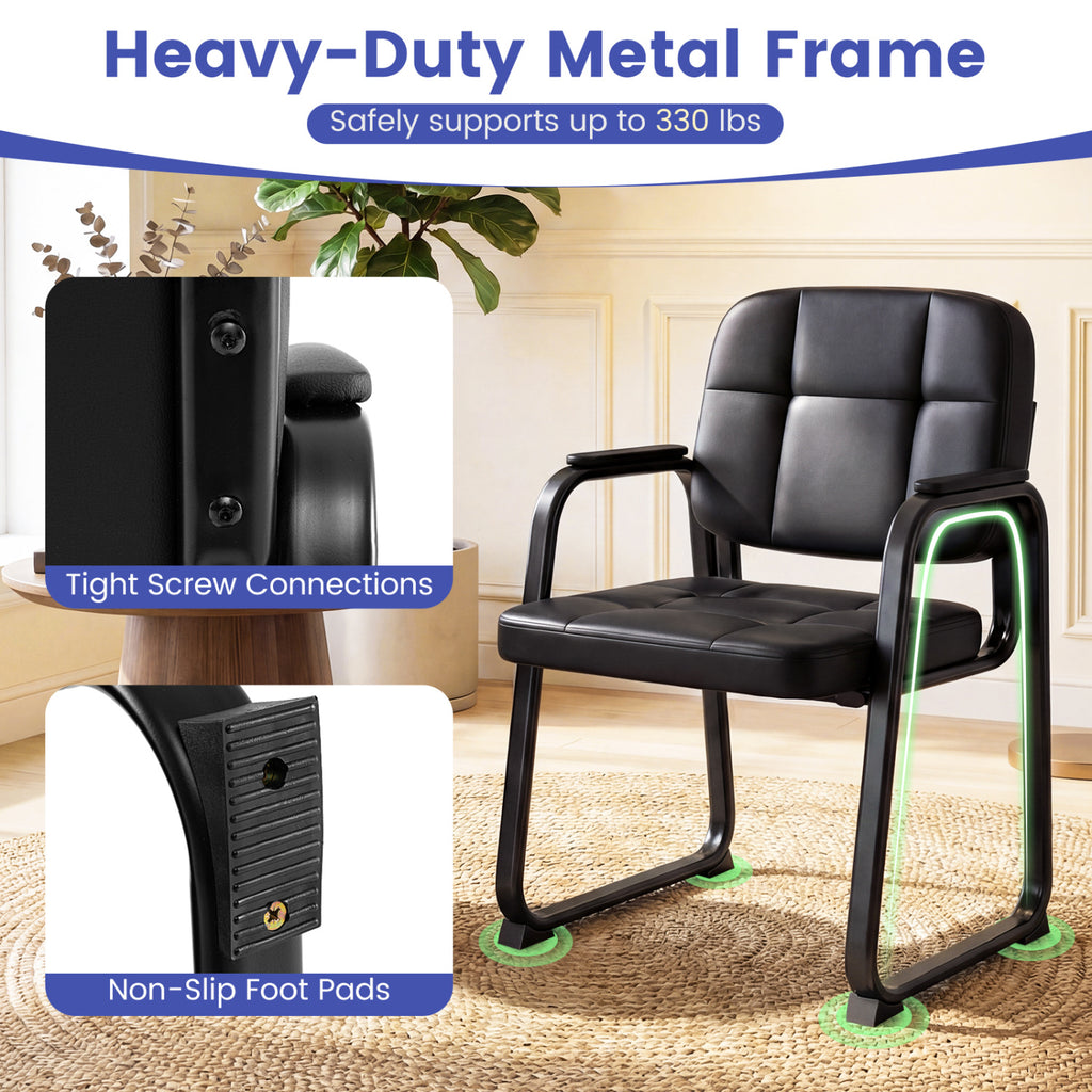 Waiting Room Guest Chairs Set of 2 Leather Office Reception Chairs-Set of 2