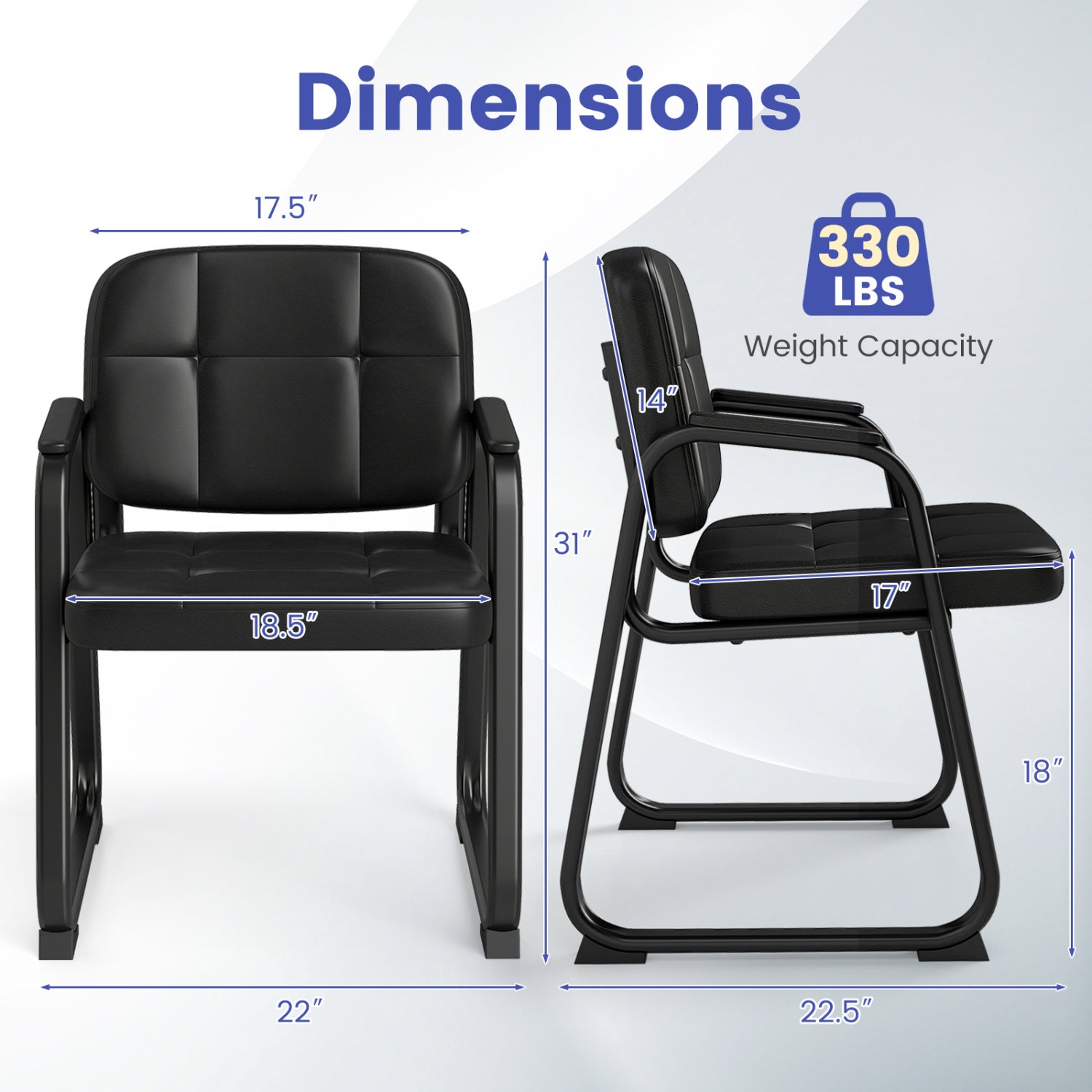 Waiting Room Guest Chairs Set of 4 Leather Office Reception Chairs