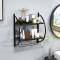 Wall Mounted 2-Tier Bathroom Towel Rack with 2 Towel Bars-Black