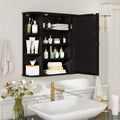 Wall-Mounted Bathroom Mirror Cabinet with Storage Shelves-Black