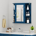 Wall-Mounted Bathroom Mirror Cabinet with Storage Shelves-Blue