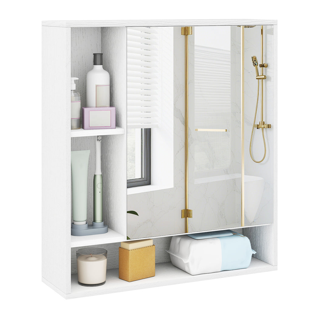 Wall Mounted  Bathroom Cabinet with Mirror Single Door-White