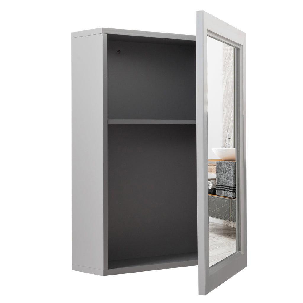 Wall-Mounted Mirrored Medicine Cabinet-Gray