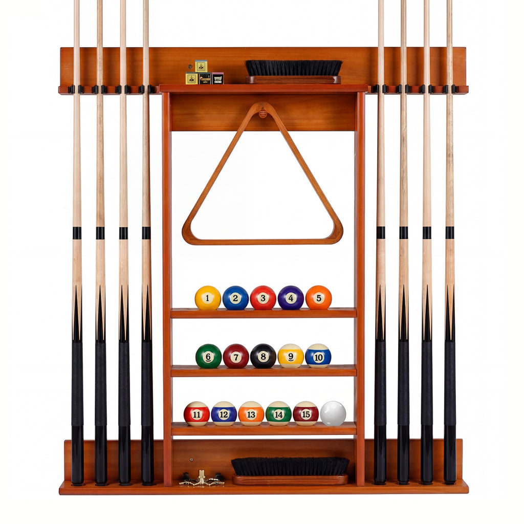 Wall-mounted Billiards Pool Cue Rack Only-Brown