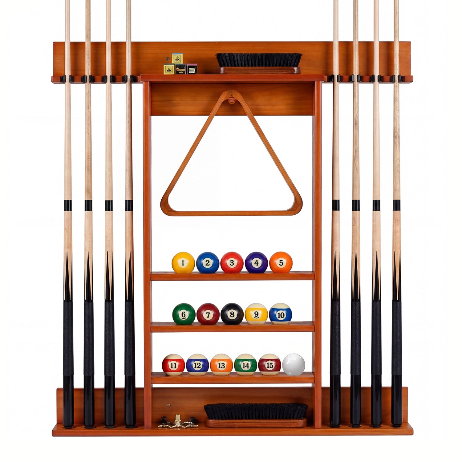 Wall-mounted Billiards Pool Cue Rack Only-Brown