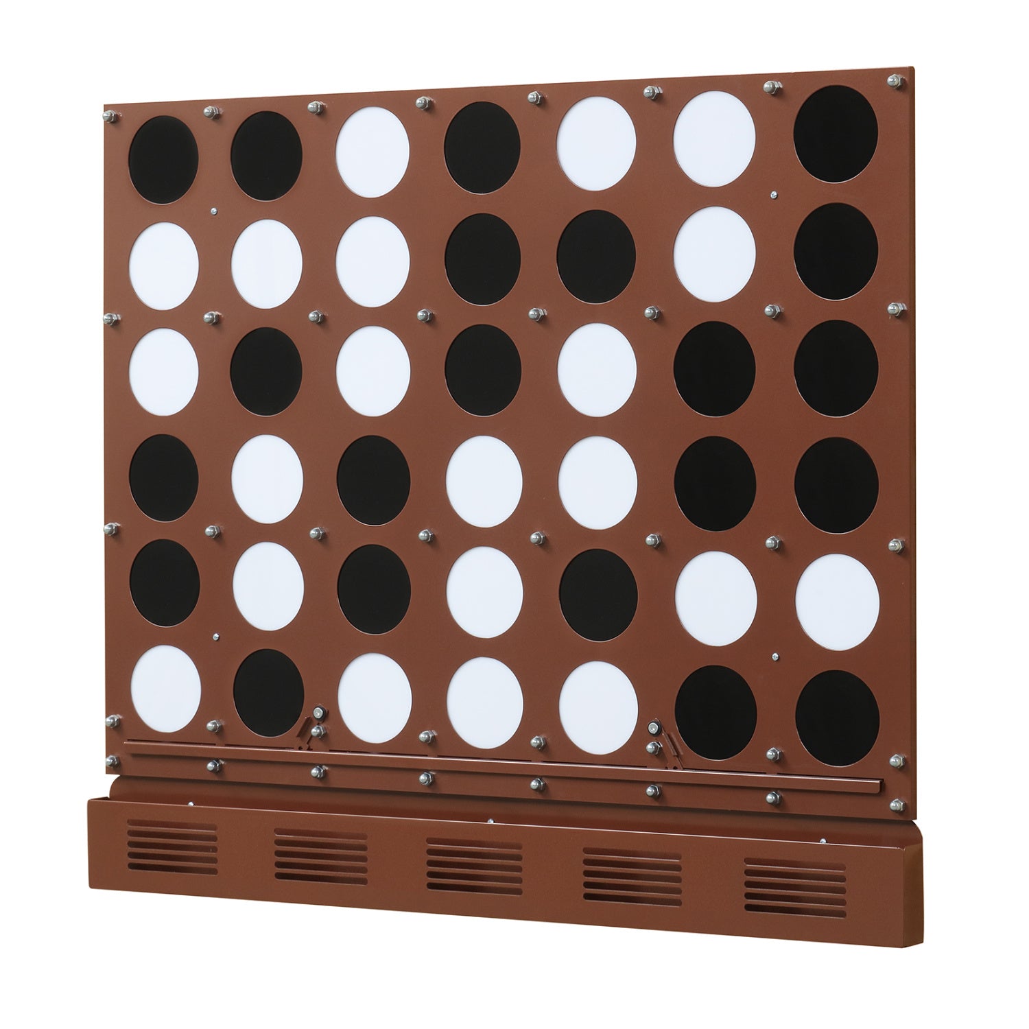 Wall-mounted Metal Connect-4 Game with Acrylic Discs-Walnut
