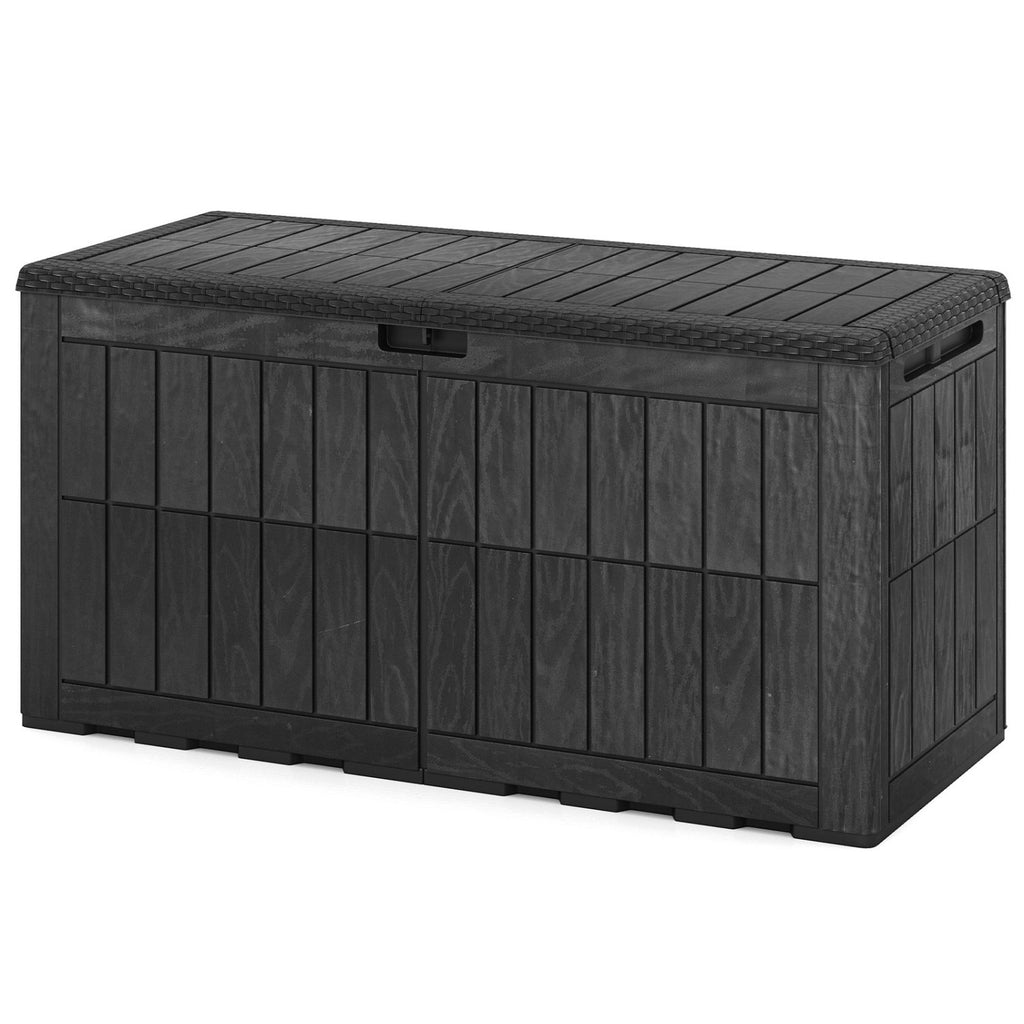 Coffre de rangement extérieur étanche et verrouillable pour outils, coussins de piscine – Noir
