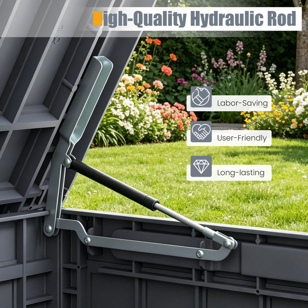 Coffre de rangement extérieur étanche et verrouillable pour outils, coussins et équipements de piscine - Gris