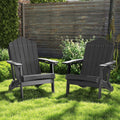 Weather Resistant HDPE Folding Adirondack Chair with High Backrest for Backyard-Gray