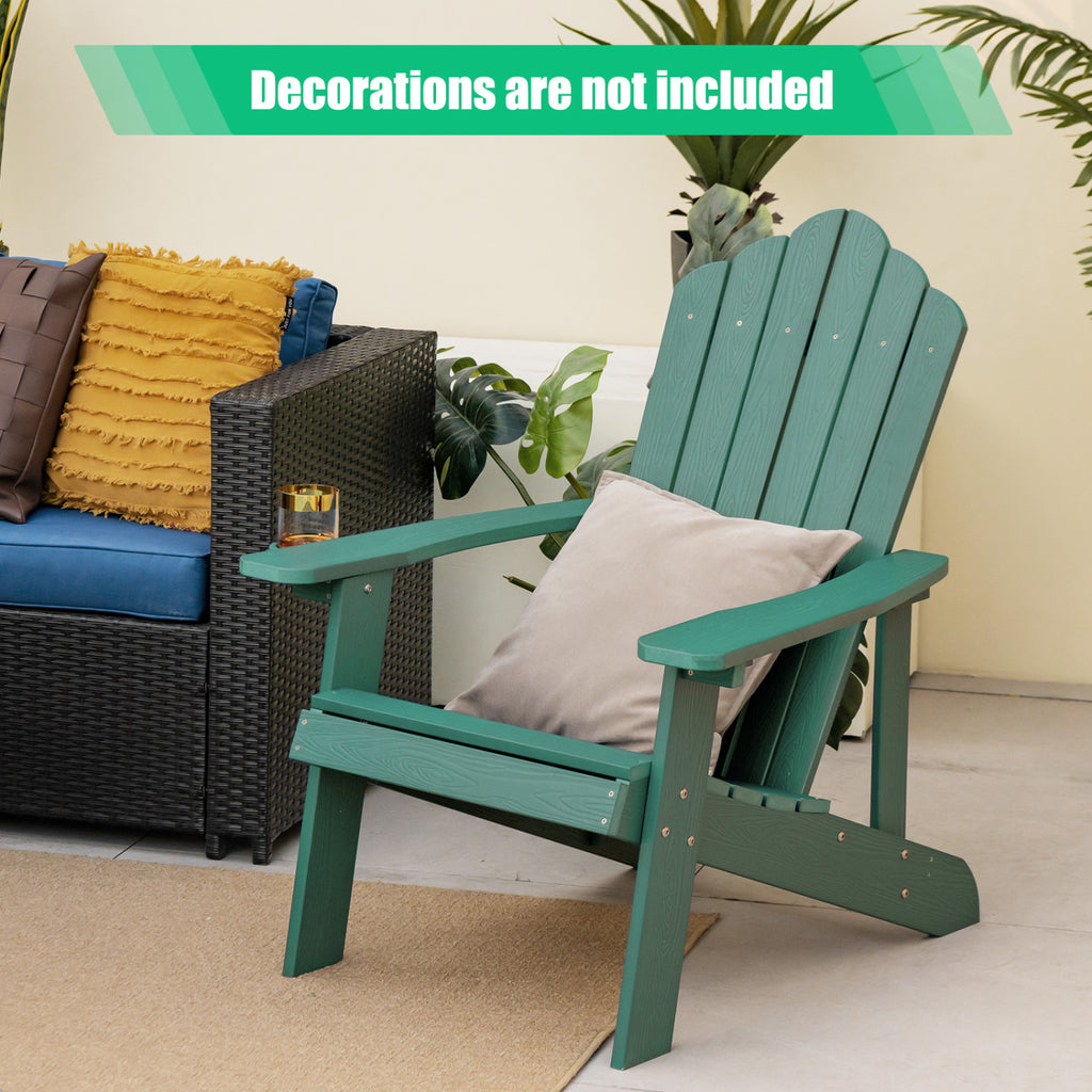 Chaise Adirondack d'extérieur en HIPS résistant aux intempéries avec porte-gobelet - Verte