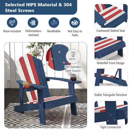 Weather Resistant HIPS Outdoor Adirondack Chair with Cup Holder-Colorful