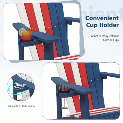 Weather Resistant HIPS Outdoor Adirondack Chair with Cup Holder-Colorful