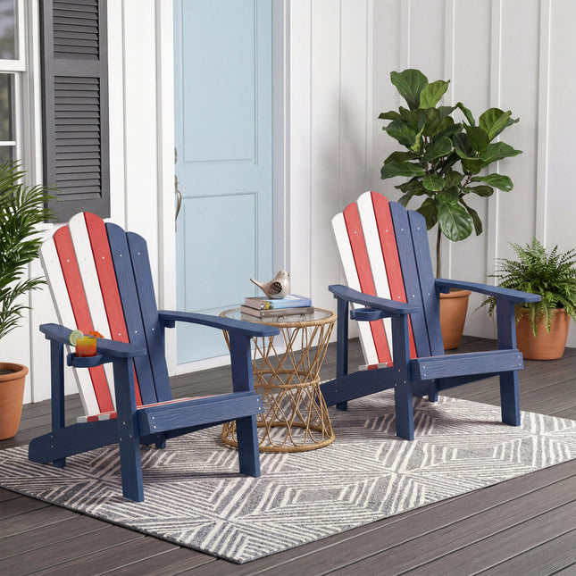 Weather Resistant HIPS Outdoor Adirondack Chair with Cup Holder-Colorful
