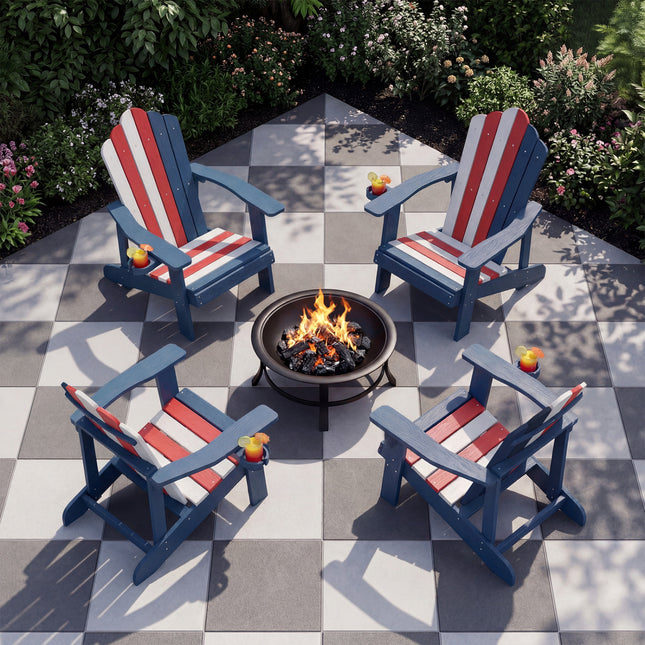 Weather Resistant HIPS Outdoor Adirondack Chair with Cup Holder-Colorful