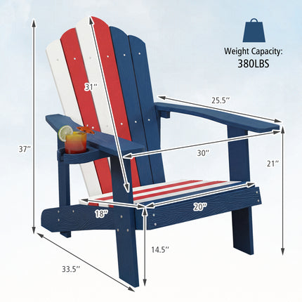 Weather Resistant HIPS Outdoor Adirondack Chair with Cup Holder-Colorful