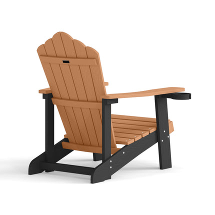 Weather Resistant HIPS Outdoor Adirondack Chair with Cup Holder-Brown