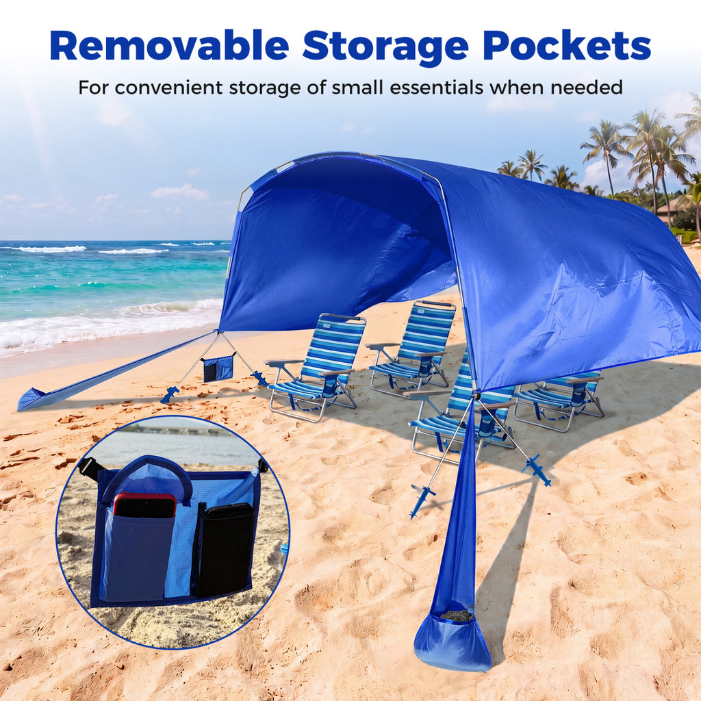 Tente de plage portable coupe-vent, abri solaire, auvent de pique-nique - Bleu marine
