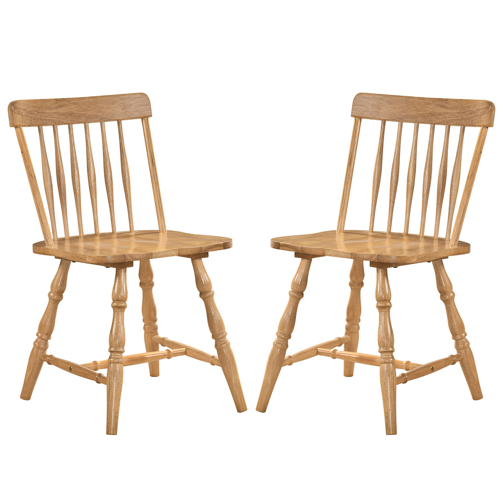 Windsor Dining Chairs Set of 2 with Curved Spindle Back-Natural