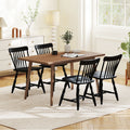 Windsor Dining Chairs Set of 4 with Curved Spindle Back-Black