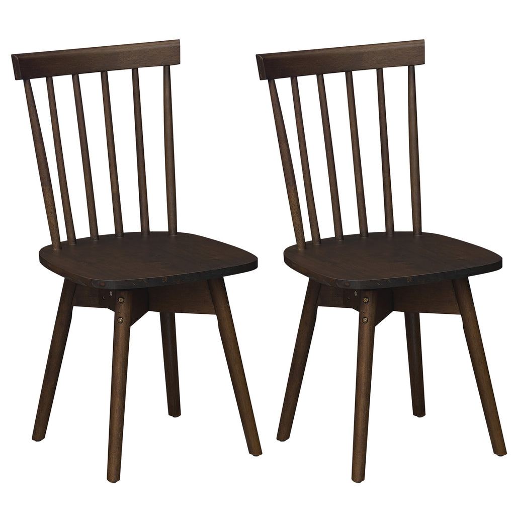 Windsor Dining Chairs Set of 2 Mid Century Rubber Wood Kitchen Chairs with Swivel Seat-Walnut