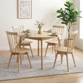 Windsor Dining Chairs Set of 4 Mid Century Rubber Wood Kitchen Chairs with Swivel Seat-Natural