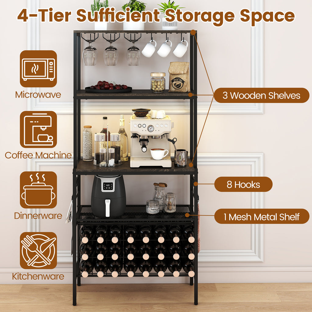 Wine Organizer with Power Outlet and Bottle Holders-Gray