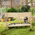 Jardinière surélevée en bois avec étagère à roulettes verrouillables et doublure intérieure
