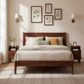 Wood Nightstand Set of 2 with Drawers and Solid Wood Legs-Brown