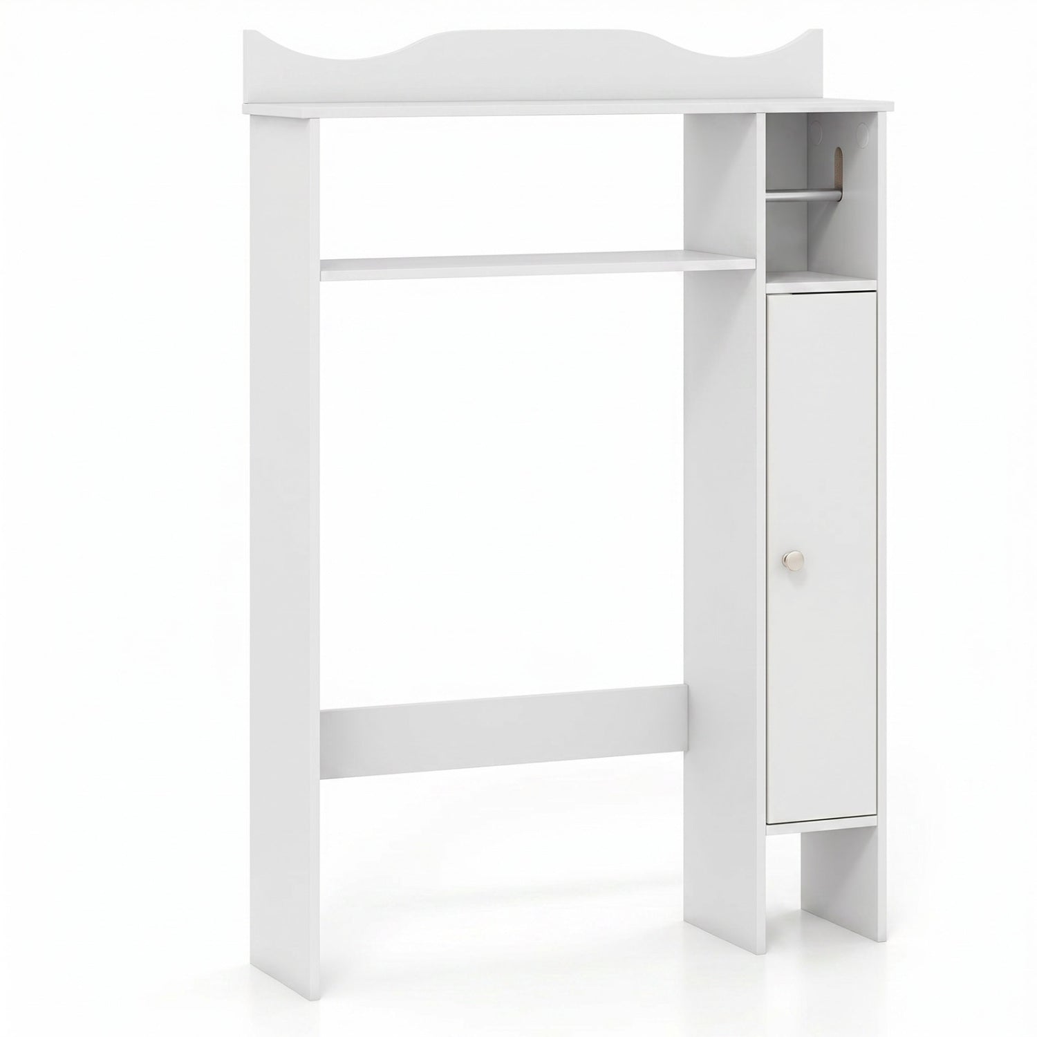 Wood Over the Toilet Bathroom Space Saver with Paper Holder and Shelf-White