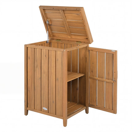 Wood Package Delivery Box with Openable Lid and Removable Shelf for Garden