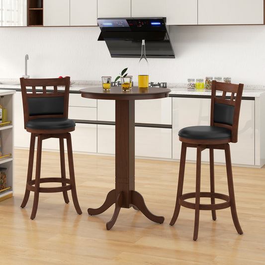 Wood Pub Round Dining Table with Pedestal Base-Espresso